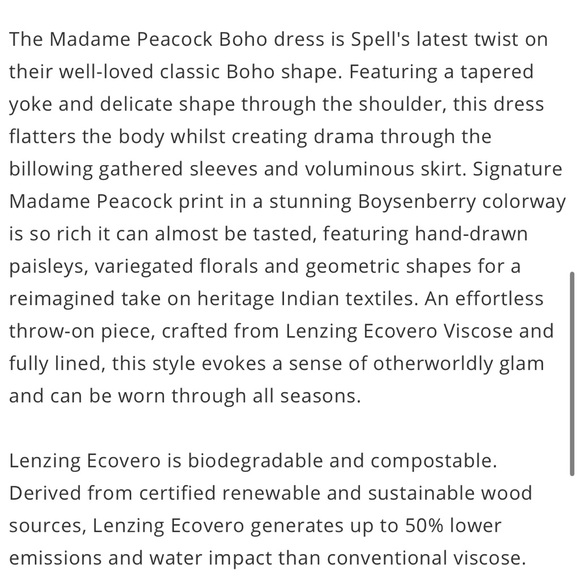 Spell Madame Peacock Boho Midi Dress, Boysenberry, Small, Like New - Picture 5 of 6